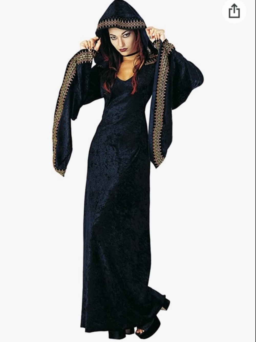 Rubies Black Velvet Midnight High Priestess Halloween Costume L Hooded Vampire